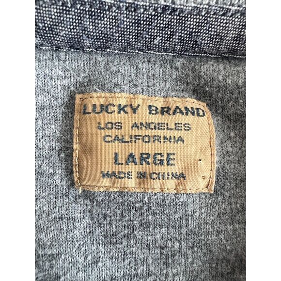 Lucky Brand Men's Gray Long Sleeve 1/4 Button Up Pocket Pullover Shirt Size L - Picture 4 of 10